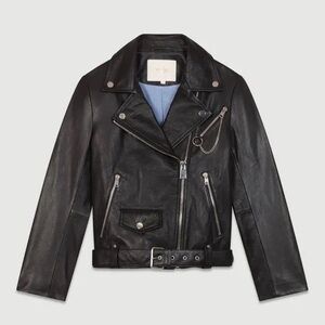 Maje moto asymmetric biker leather jacket 36 US XS